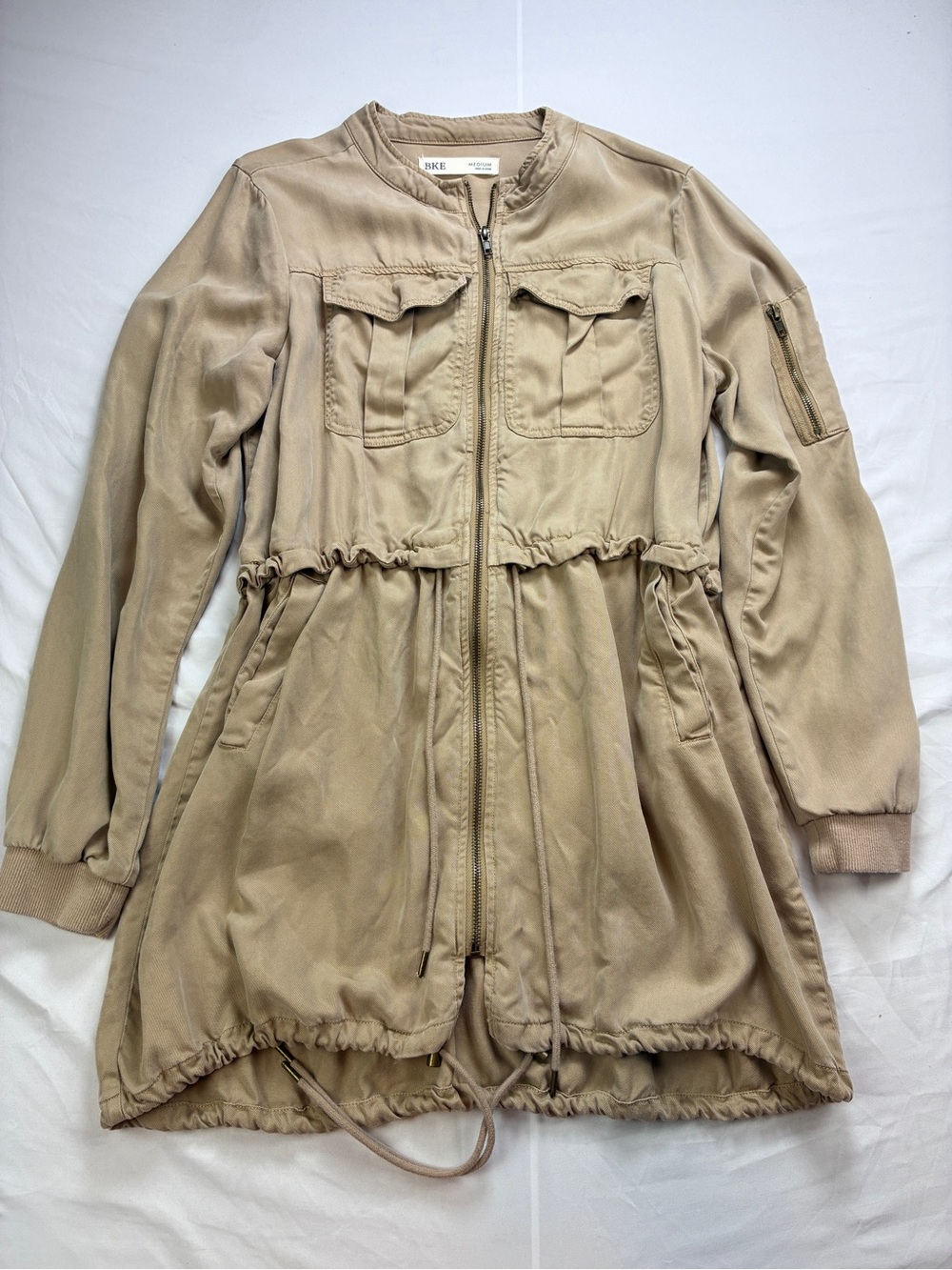 BKE Beige/Khaki/Tan Utility Anorak Jacket Sz M Cinch Oversized